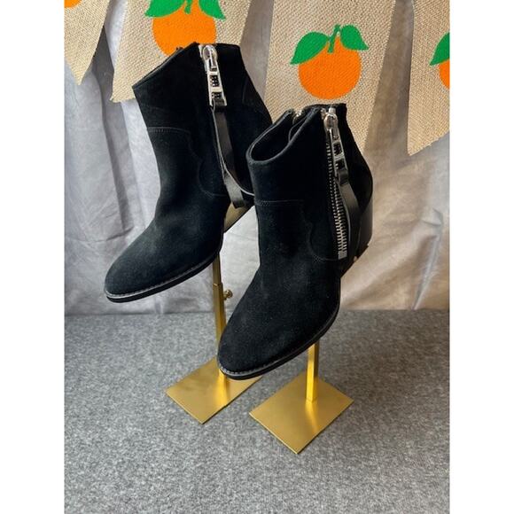Zadig & Voltaire Molly Suede Leather Ankle Boots Black Booties $498, Sz 39 - Picture 1 of 8